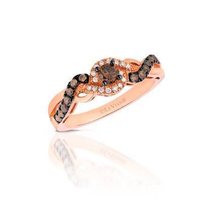LeVian 14K Strawberry Gold® Ring with Chocolate Diamonds® 1/3 cttw and Vanilla Diamonds® 1/20 cttw