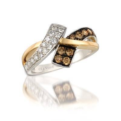 LeVian 14K Two Tone Gold Ring with Chocolate Diamonds® 1/3 cttw and Vanilla Diamonds® 1/4 cttw