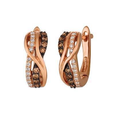 LeVian 14K Strawberry Gold® Earrings with Chocolate Diamonds® 1/4 cttw and Vanilla Diamonds® 1/8 cttw