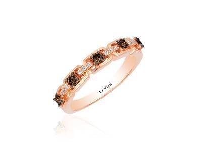 LeVian 14K Strawberry Gold® Ring with Chocolate Diamonds® 1/4 cttw and Vanilla Diamonds® 1/20 cttw