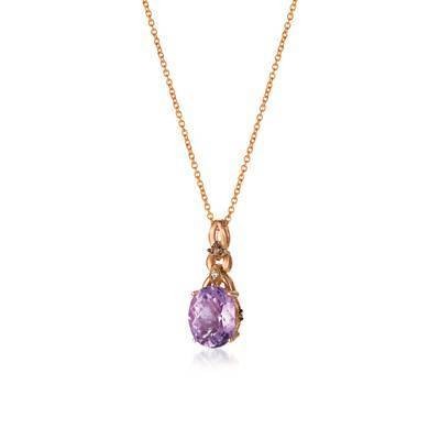 LeVian 14K Strawberry Gold® 2ct Grape Amethyst Pendant with Chocolate and Vanilla Diamonds®