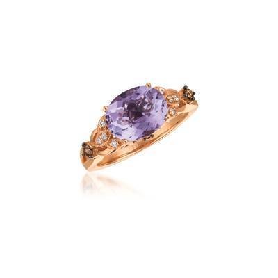 LeVian 14K Strawberry Gold® 2 ct Grape Amethyst Ring with Chocolate and Vanilla Diamonds®