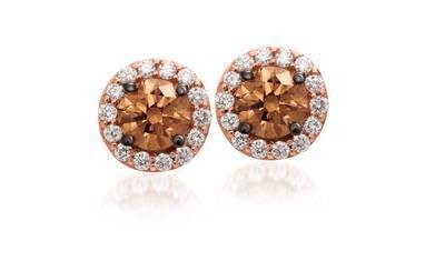 LeVian 14K Strawberry Gold® Earrings with Chocolate Diamonds® 1/2 cttw and Vanilla Diamonds® 1/6 cttw