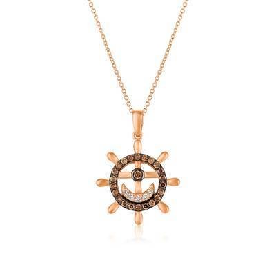 LeVian 14K Strawberry Gold® Pendant with Chocolate Diamonds® 1/3 cttw and Vanilla Diamonds® 1/20 cttw