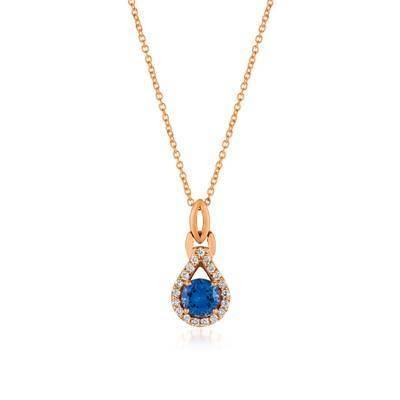 LeVian 14K Strawberry Gold® Blueberry Tanzanite® 5/8 cttw Pendant with Vanilla Diamonds® 1/6 cttw