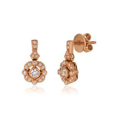 LeVian 14K Vanilla Diamonds® 3/8 cttw Earrings set in Strawberry Gold®