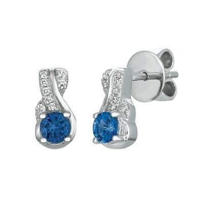 LeVian Cornflower Ceylon Sapphire Stud Twisted Earring with Vanilla Diamonds