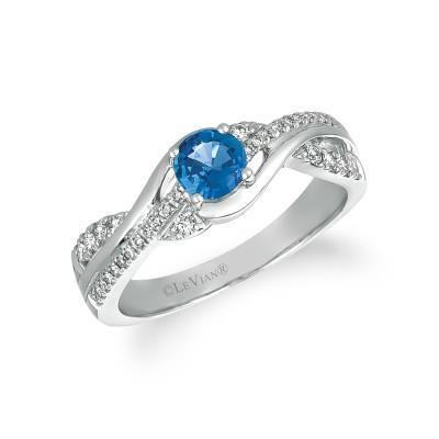LeVian 3/8 ct Cornflower Ceylon Sapphire Ring with Vanilla Diamond accents