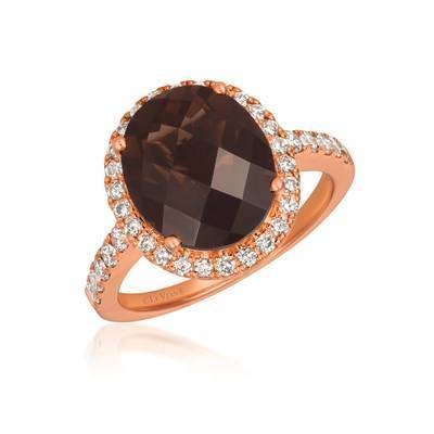 LeVian 14K Strawberry Gold® Chocolate Quartz® 4 1/4 cttw Ring with Nude Diamonds 1/2 cttw