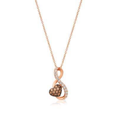 LeVian 14K Strawberry Gold® Pendant with Chocolate Diamonds® 1/4 cttw, Vanilla Diamonds® 1/6 cttw