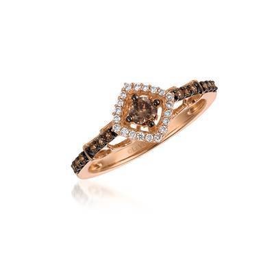 LeVian 14K Strawberry Gold® Ring with Chocolate Diamonds® 1/3 cttw and Vanilla Diamonds® 1/15 cttw