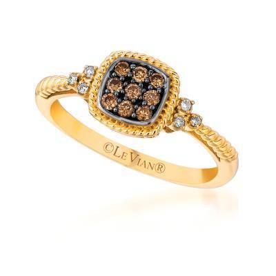 LeVian 14K Honey Gold Ring with Chocolate Diamonds® 1/6 cttw and Vanilla Diamonds®