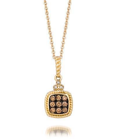 LeVian 14K Honey Gold Pendant with Chocolate Diamonds® 1/6 cttw and Vanilla Diamond® accents