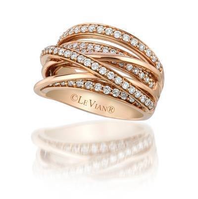 LeVian 14K Strawberry Gold® Ring with 1cttw Vanilla Diamonds®