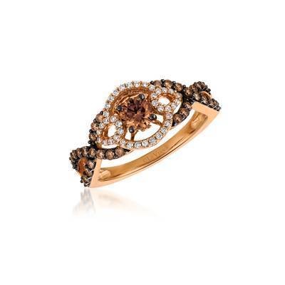 LeVian 14K Strawberry Gold® Ring with Chocolate Diamonds® 5/8 cttw and Vanilla Diamonds® 1/8 cttw