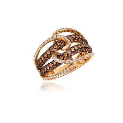 LeVian 14K Strawberry Gold® Ring with Vanilla Diamonds® 3/8 cttw and Chocolate Diamonds® 1 1/4 cttw