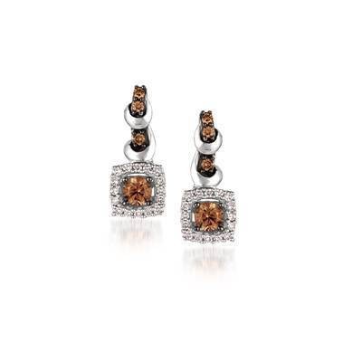 LeVian  14K Vanilla Gold® Earrings with Chocolate Diamonds® 3/8 cttw and Vanilla Diamonds® 1/6 cttw