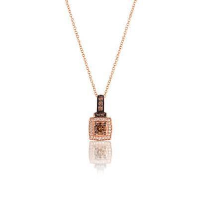 LeVian 14K Strawberry Gold® Pendant with Chocolate Diamonds® 3/8 cttw and Vanilla Diamonds® 1/10 cttw
