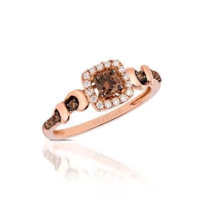 LeVian 14K Strawberry Gold® Ring with Chocolate Diamonds® 1/4 cttw and Vanilla Diamonds® 1/10 cttw