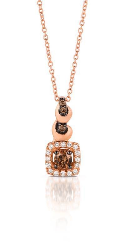 LeVian 14K Strawberry Gold® Pendant with Chocolate Diamonds® 1/5 cttw and Vanilla Diamonds® 1/10 cttw