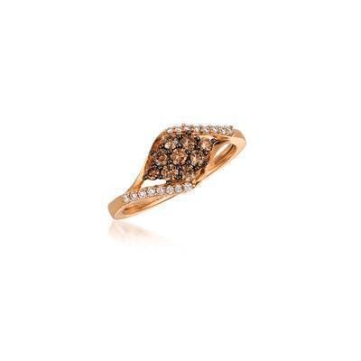 LeVian 14K Strawberry Gold® Ring with Chocolate Diamonds® 1/3 cttw and Vanilla Diamonds® 1/10 cttw