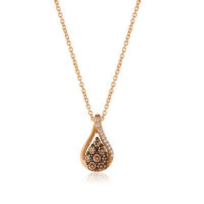 LeVian 14K Strawberry Gold® Pendant with Chocolate Diamonds® 1/3 cttw and Vanilla Diamonds® 1/20 cttw