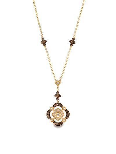 LeVian 14K Honey Gold Necklace with Vanilla Diamonds® 1/4 cttw, Chocolate Diamonds® 1/2 cttw