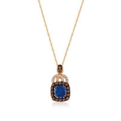 LeVian 14K Strawberry Gold® Blueberry Tanzanite® 5/8 ct Pendant with Chocolate Diamonds® 1/4 cttw, Vanilla Diamonds® 1/20 cttw