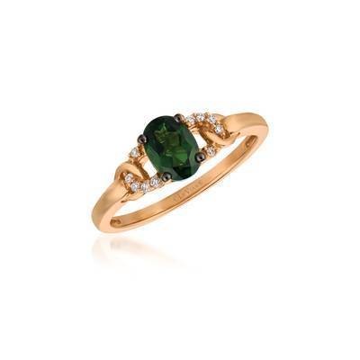 LeVian 14K Strawberry Gold® Pistachio Diopside® 5/8 cts. Ring with Vanilla Diamonds® 1/20 cttw