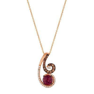 LeVian 14K Strawberry Gold® 1 1/5ct Raspberry Rhodolite® Pendant with Chocolate and  Vanilla Diamonds®