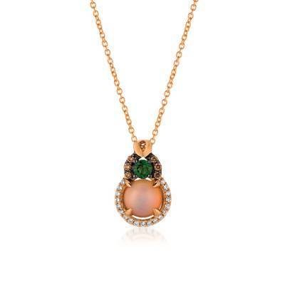 LeVian 14K Strawberry Gold® 3/4ct Neopolitan Opal and 1/5ct Pistachio Diopside®  Pendant with Chocolate Diamonds® and Vanilla Diamonds®