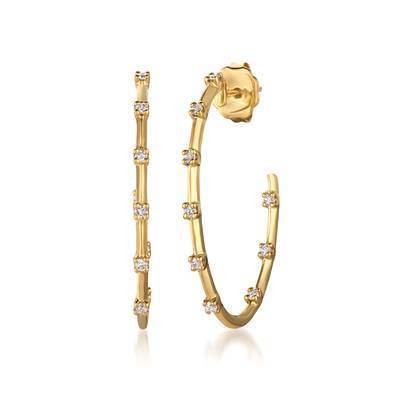 LeVian  14K Honey Gold HoopEarrings with Vanilla Diamonds® 1/5 cttw