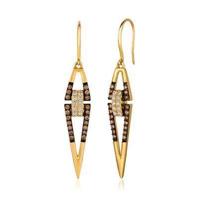 LeVian 14K Honey Gold Earrings with Vanilla Diamonds® 1/5 cttw, Chocolate Diamonds® 3/8 cttw