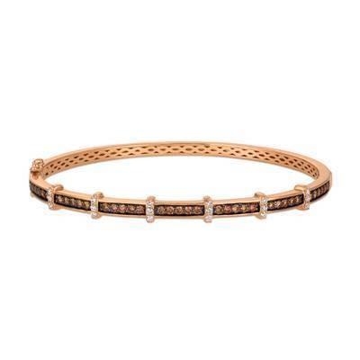 LeVian 14K Strawberry Gold® Bangle with Chocolate Diamonds® 7/8 cttw, Vanilla Diamonds® 1/5 cttw