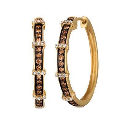 LeVian 14K Honey Gold Earrings with Chocolate Diamonds® 1/2 cttw, Vanilla Diamonds® 1/8 cttw