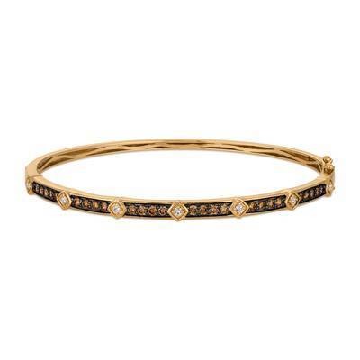 LeVian 14K Honey Gold Bangle with Chocolate Diamonds® 3/4 cttw, Vanilla Diamonds® 1/8 cttw