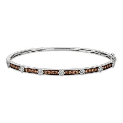 LeVian 14K Vanilla Gold® Bangle with Chocolate Diamonds® 3/4 cttw, Vanilla Diamonds® 1/8 cttw