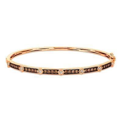LeVian 14K Strawberry Gold® Bangle with Chocolate Diamonds® 3/4 cttw, Vanilla Diamonds® 1/8 cttw