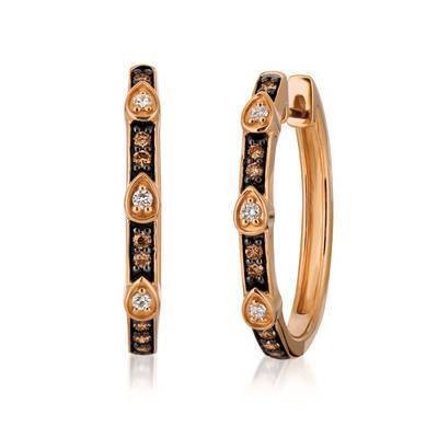 LeVian 14K Strawberry Gold® Earrings with Vanilla Diamonds® 1/10 cttw, Chocolate Diamonds® 1/4 cttw
