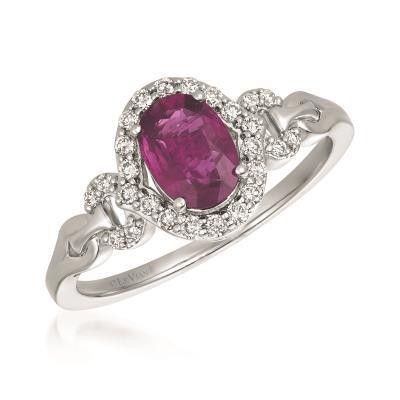 LeVian 7/8 ct Oval Passion Ruby Ring with Vanilla Diamond Accents