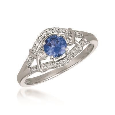 LeVian Blueberry Sapphire Split Shank Vanilla Diamond Accent Ring
