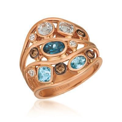 LeVian Multicolored Topaz and Chocolate and Vanilla Diamond Ring