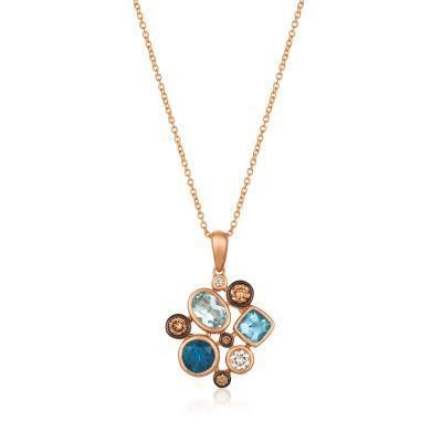 LeVian Deep Sea Blue Topaz Chocolate and Vanilla Diamond Blue Topaz Pendant