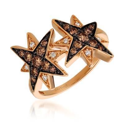LeVian 14K Strawberry Gold®  Starburst Ring with Chocolate Diamonds® 1/2 cts., Vanilla Diamonds® 1/20 cts