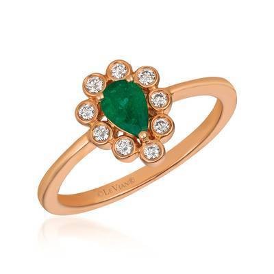LeVian 14K Strawberry Gold® Costa Smeralda Emeralds Ring with Vanilla Diamonds®