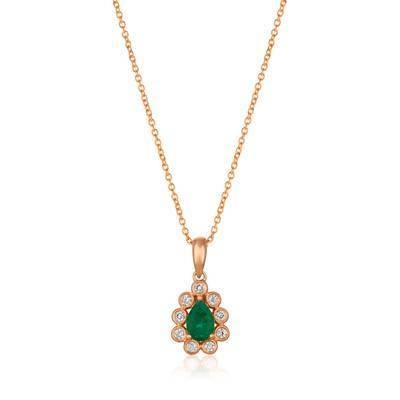 LeVian 14K Strawberry Gold® Costa Smeralda Emeralds Pendant with Vanilla Diamonds®
