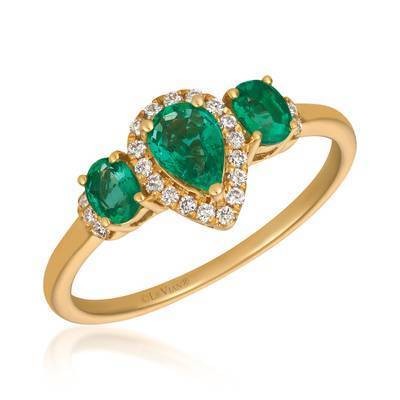 LeVian 14K Honey Gold Costa Smeralda Emeralds 5/8 cttw Ring with Vanilla Diamonds® 1/10 cttw