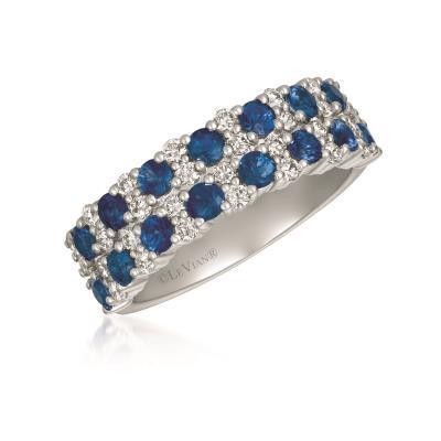 LeVian 14k Vanilla Gold with Blueberry Sapphires and Vanilla Diamonds Ring