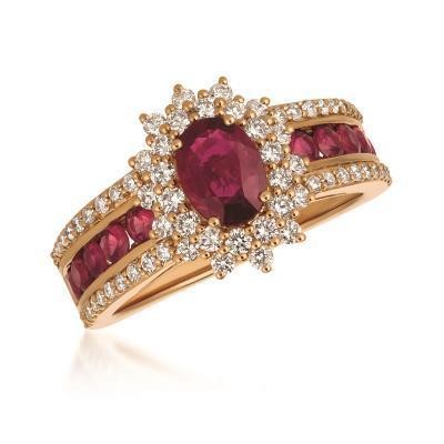 LeVian 14k Stawberry Gold Passion Ruby and Vanilla Diamond Ring