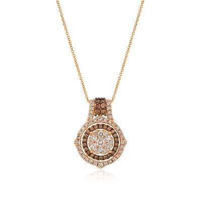 LeVian 14K Strawberry Gold® Pendant with 1 1/2 cttw Nude Diamonds and 1/2 cttw Chocolate Diamonds®